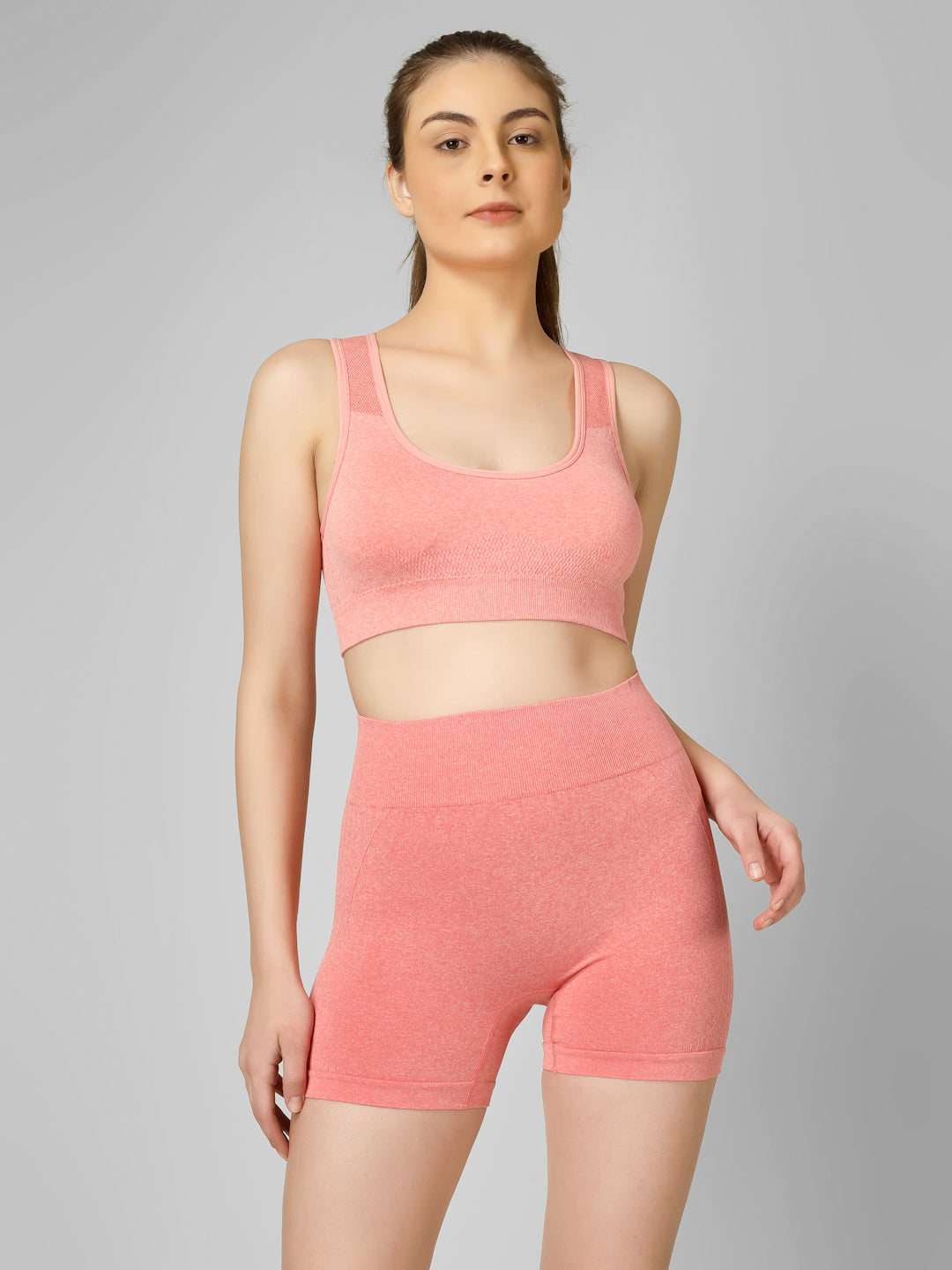 Women’s Seamless Activewear Set – Sports Bra & High Waist Shorts (Scrunch Butt Design)