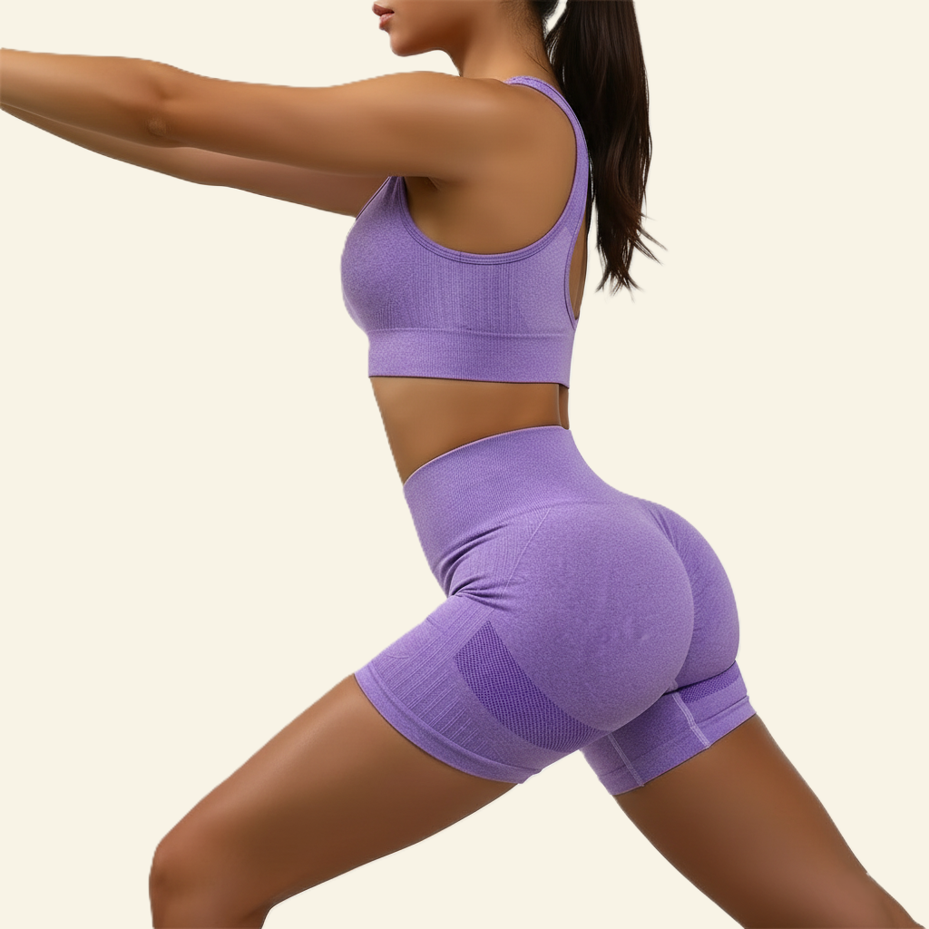 Women’s Seamless Activewear Set – Sports Bra & High Waist Shorts (Scrunch Butt Design)